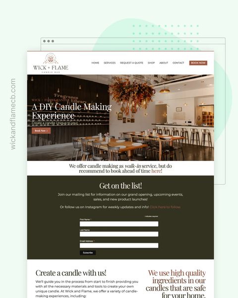 Wick and Flame Candle Bar Featured Website