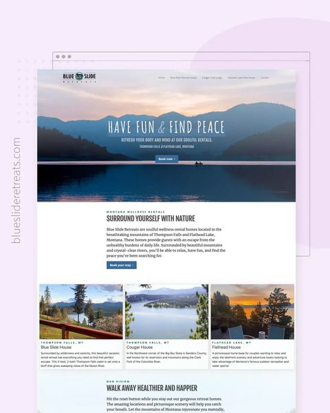 Blue Slide Retreats Featured Website
