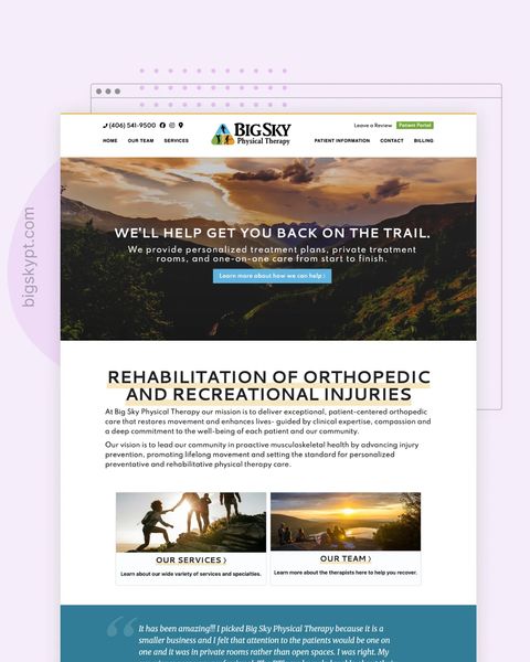 Big Sky Physical Therapy Featured Website
