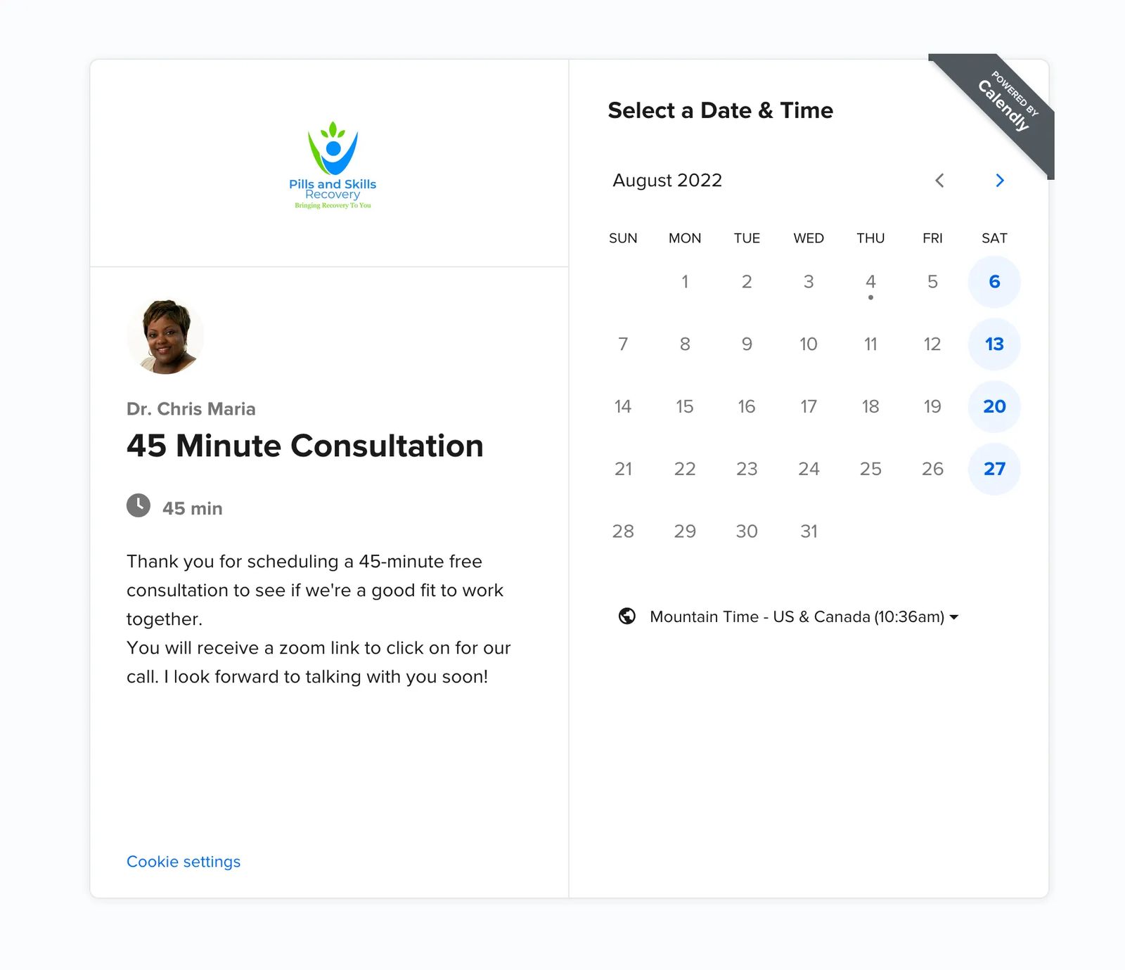 An example of a conversion page with a calendar scheduler.