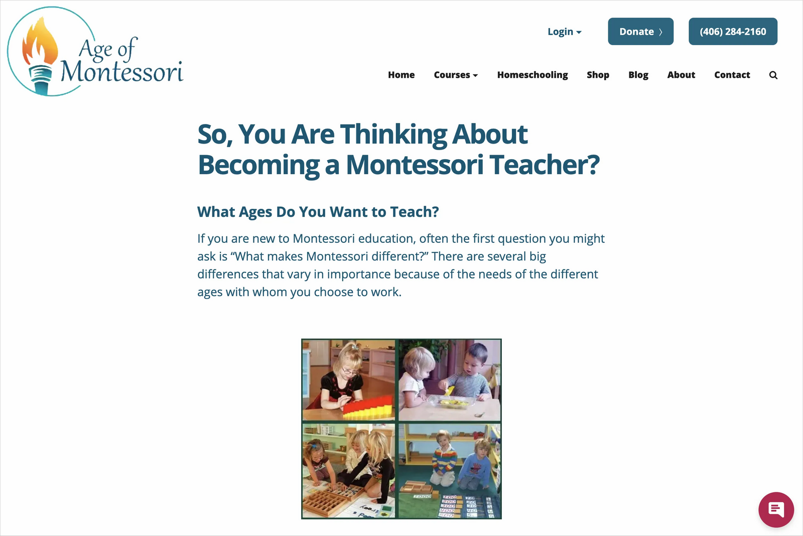 an example of awareness stage blog content on the age of montessori website