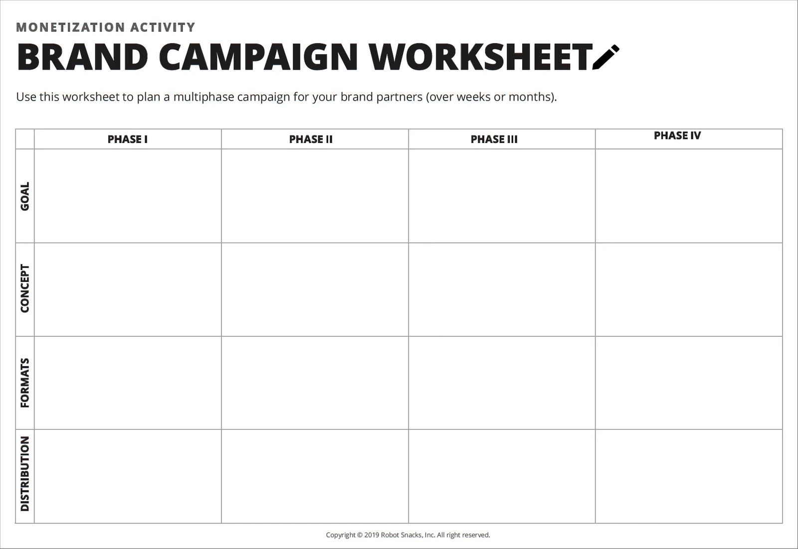 sponsored content campaign worksheet for creators