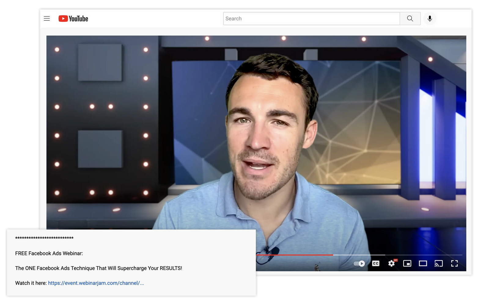 screenshot of Ben Heath video and link to his webinar lead magnet in the description