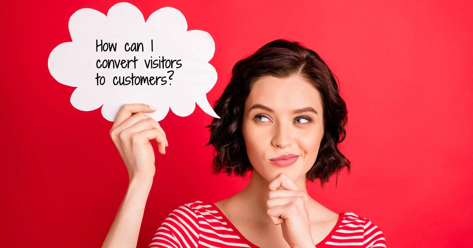 woman thinking about how to get customers from her website