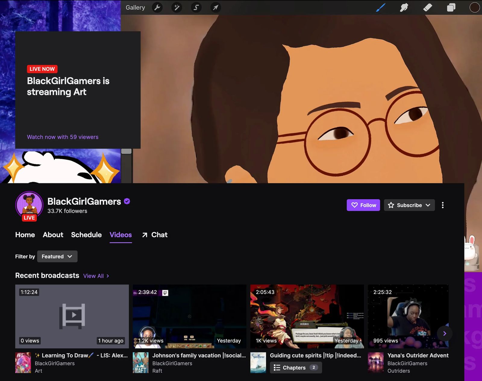 video game streaming content creato example, black girl gamers twitch screenshot