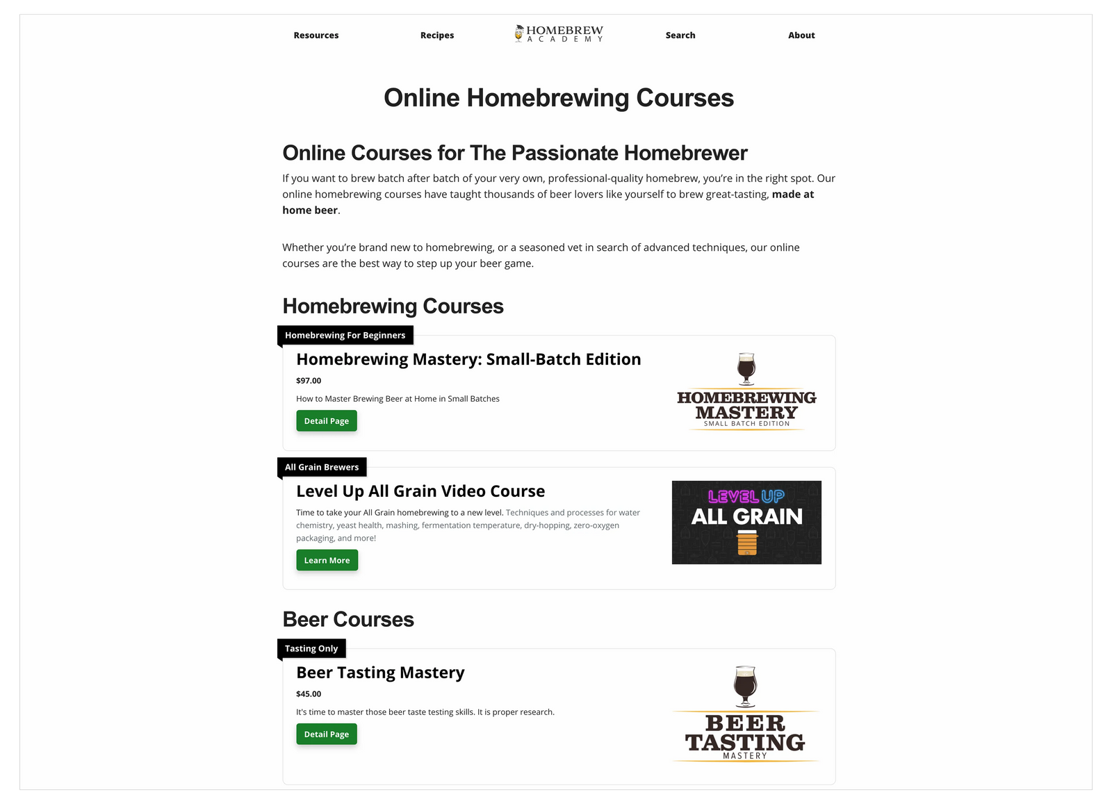 online course example Homebrew Academy